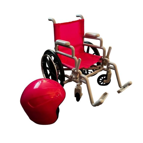 No Brand Other - Doll Wheelchair and Doll Helmet Pink fits 18 Inch Dolls Like American Girl Doll